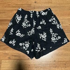 Abercrombie & Fitch Black Floral High Waist Shorts